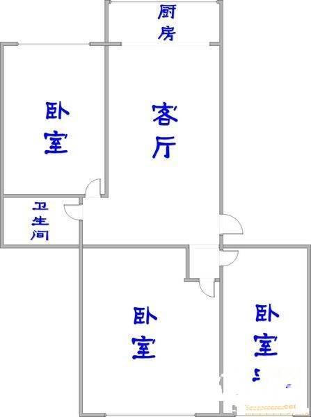 21中住宅区2室2厅1卫74㎡户型图