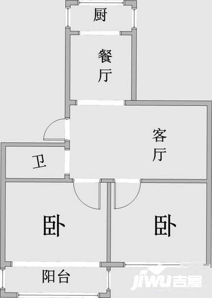 21中住宅区2室1厅1卫56㎡户型图