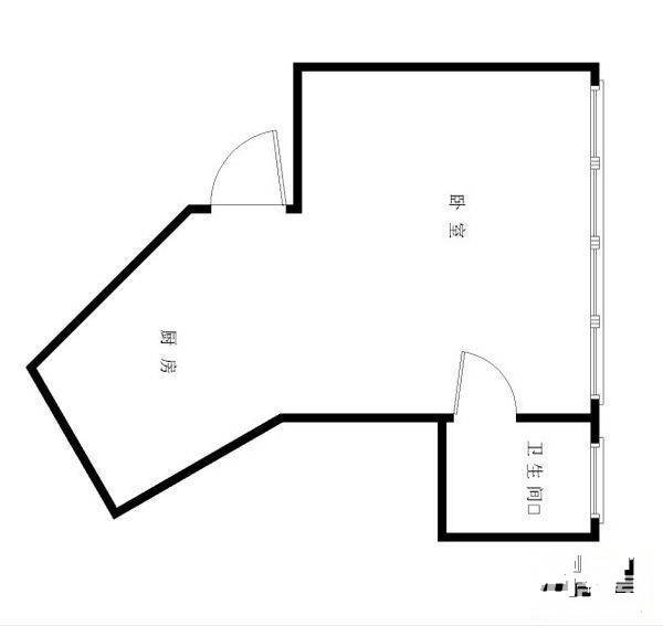 天兴罗斯福1室1厅1卫64㎡户型图