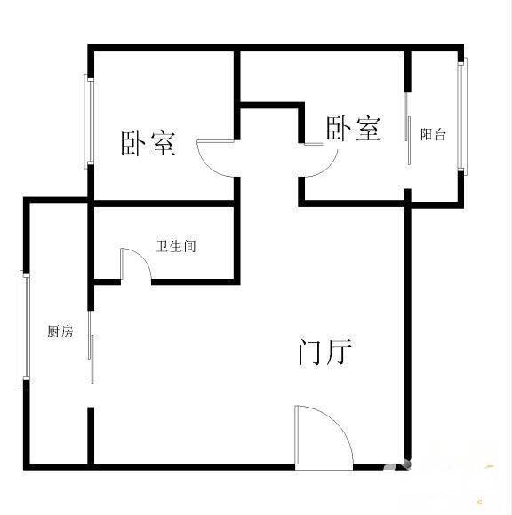 34中住宅区2室1厅1卫63㎡户型图