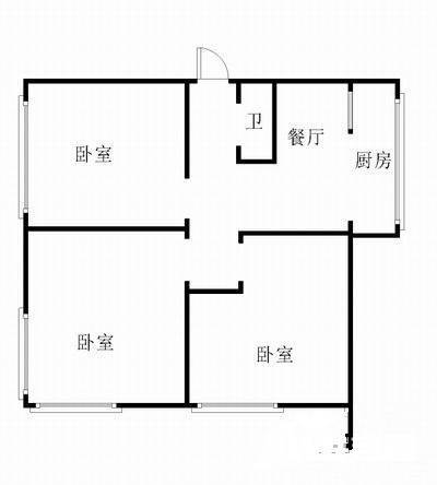 34中住宅区3室1厅1卫78㎡户型图