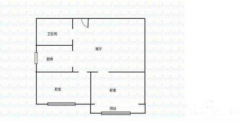 34中住宅区2室1厅1卫63㎡户型图