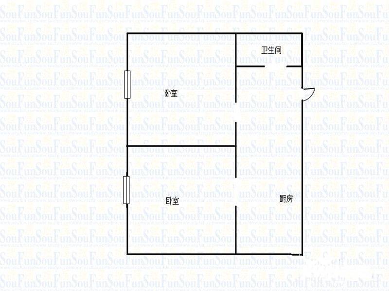 34中住宅区2室1厅1卫63㎡户型图