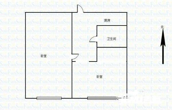 34中住宅区2室0厅1卫52㎡户型图