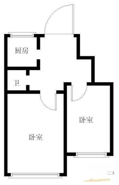 北京街2室1厅1卫76㎡户型图