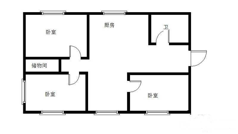 新起屯小区2室2厅1卫73㎡户型图