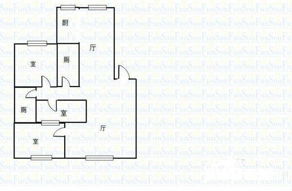 万达华府二期3室2厅2卫145㎡户型图