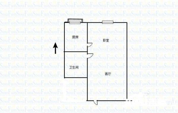 万达华府二期1室1厅1卫48㎡户型图