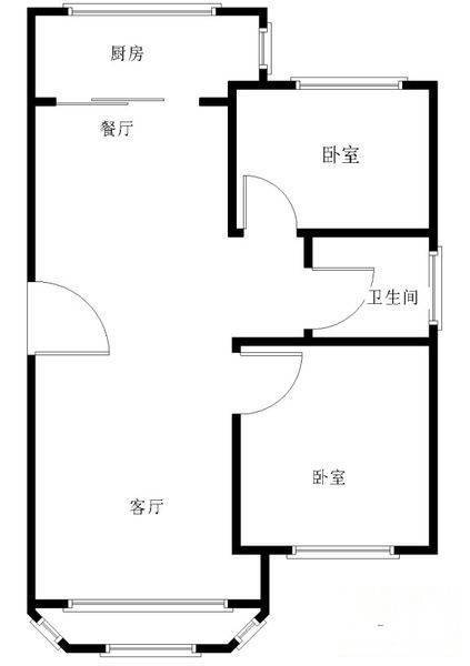 万达华府二期2室2厅1卫111㎡户型图