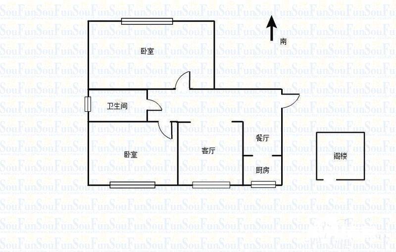 西苑小区2室2厅1卫79㎡户型图