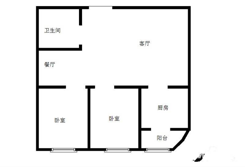 龙畔金泉2室2厅1卫58㎡户型图