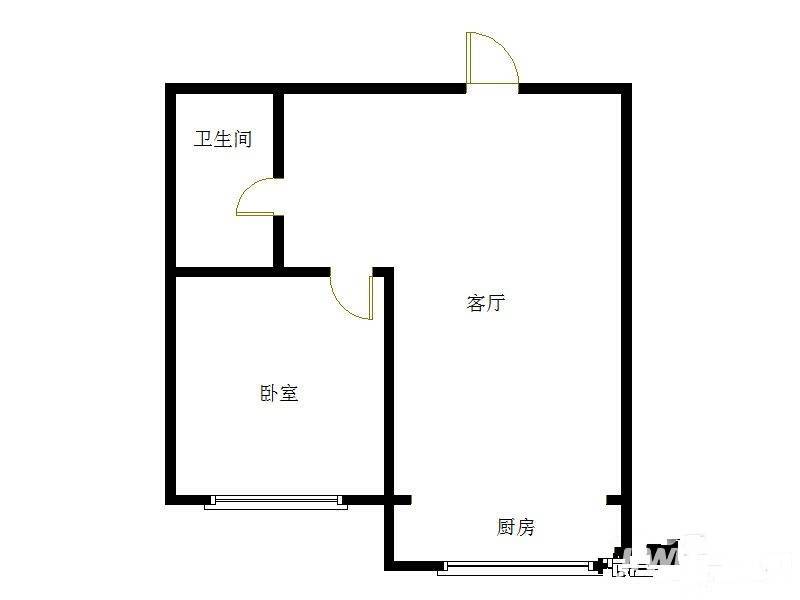 南关岭1室1厅1卫41㎡户型图