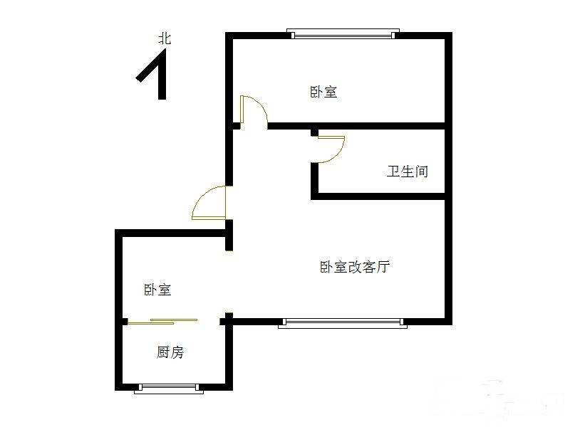 南关岭1室1厅1卫41㎡户型图