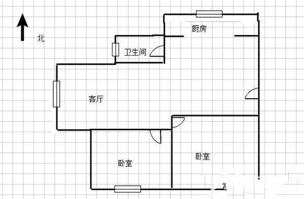 金源北里2室2厅1卫69㎡户型图