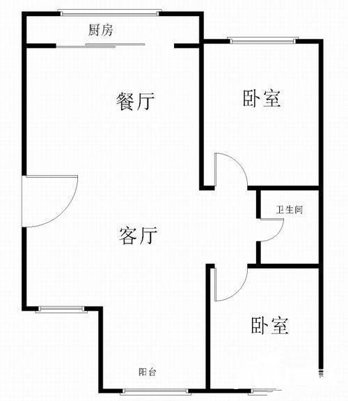 金源北里2室2厅1卫69㎡户型图