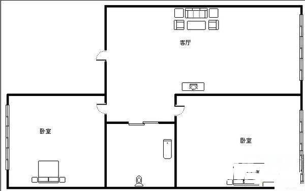倚园里2室1厅1卫56㎡户型图