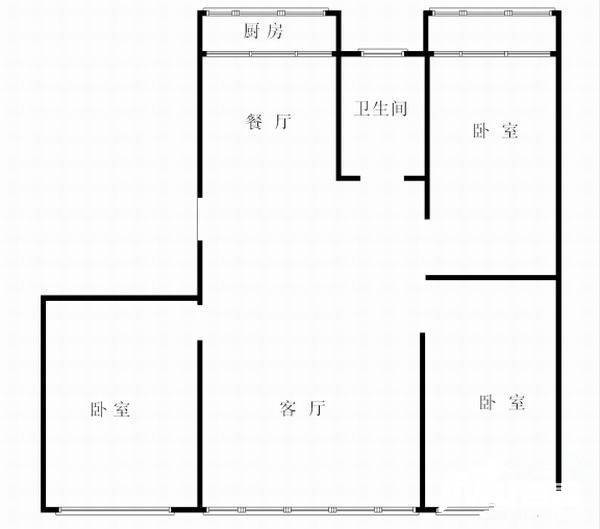 倚园里3室2厅1卫122㎡户型图