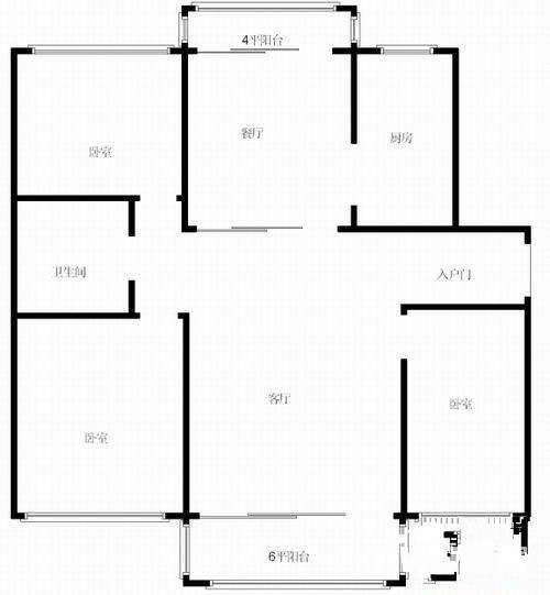 倚园里3室2厅1卫122㎡户型图