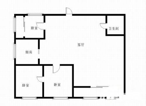 倚园里3室2厅1卫122㎡户型图