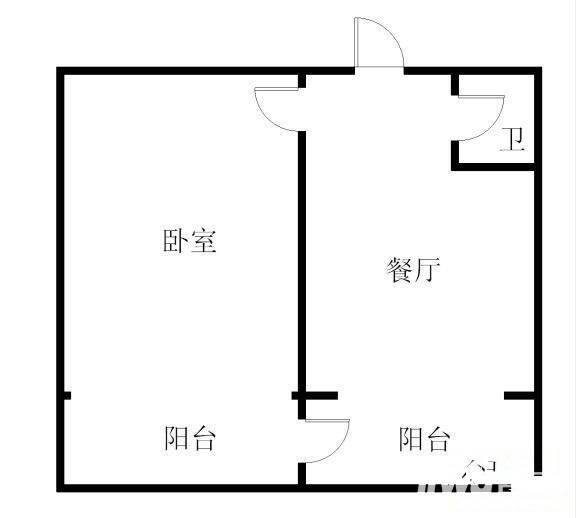华南广场1室1厅1卫42㎡户型图