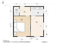 34中住宅区2室0厅1卫46.6㎡户型图