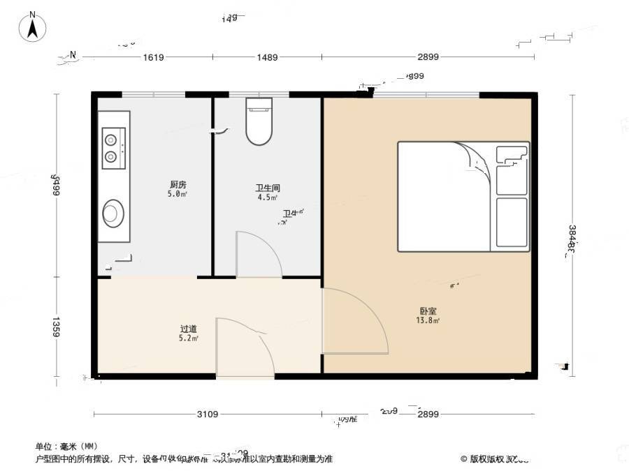 颐和香榭1室0厅1卫36.5㎡户型图