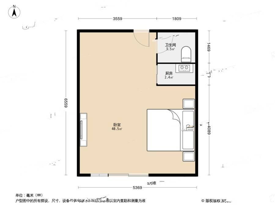 金光小区1室0厅1卫36.8㎡户型图