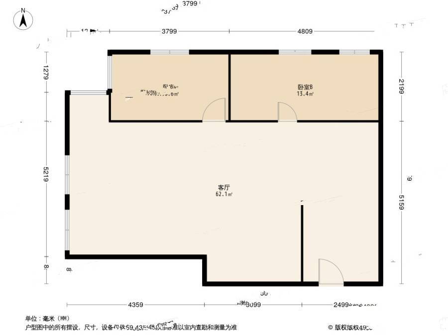 珠江国际大厦2室1厅0卫128.1㎡户型图
