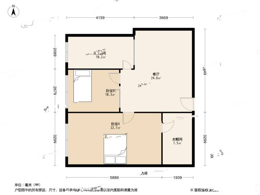 天兴罗斯福2室1厅0卫95.3㎡户型图