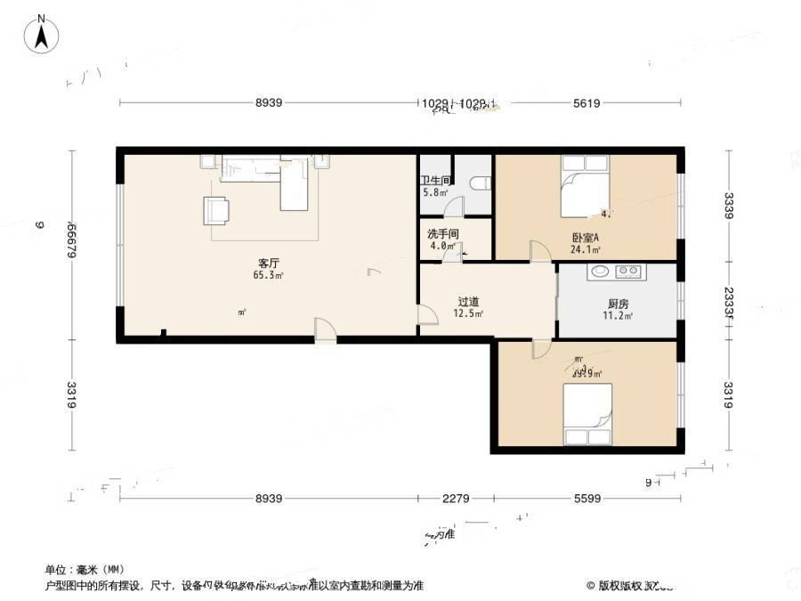 华堂大厦2室1厅2卫174.4㎡户型图