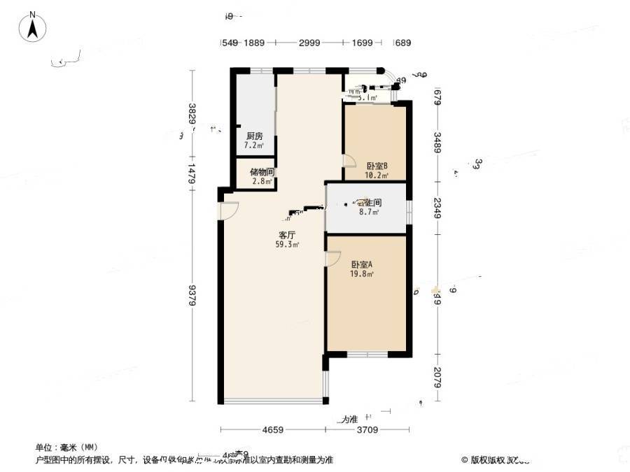 联胜花园2室1厅1卫134.6㎡户型图