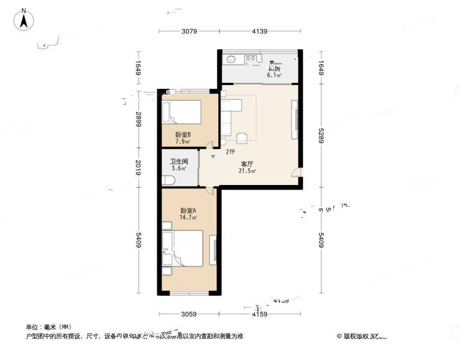 联胜花园2室1厅1卫78.5㎡户型图