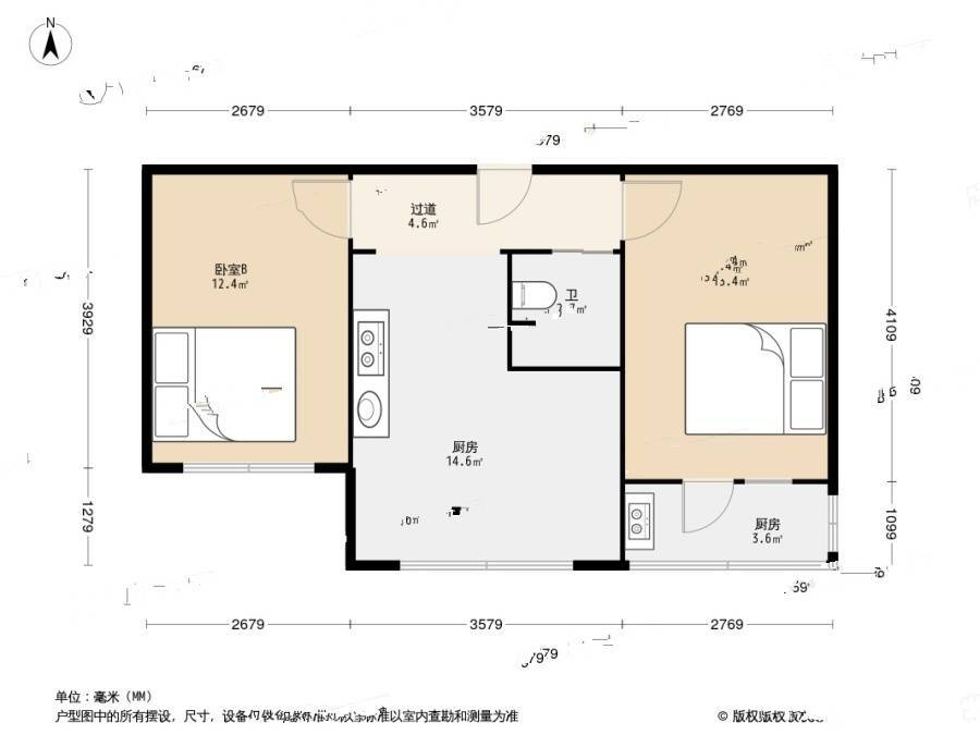 东山小区(金州)2室0厅1卫59.6㎡户型图