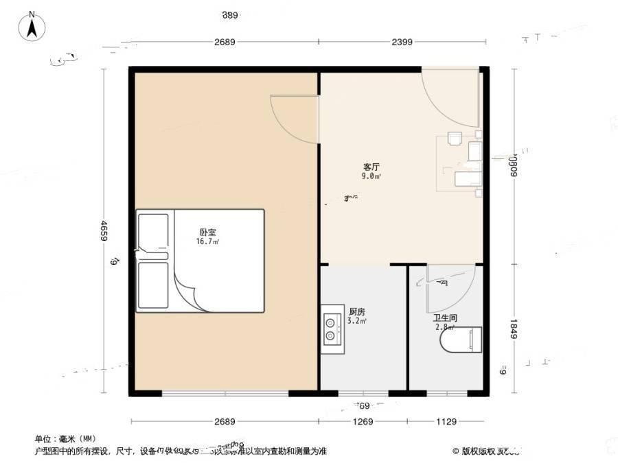 东山小区(金州)1室1厅1卫38㎡户型图