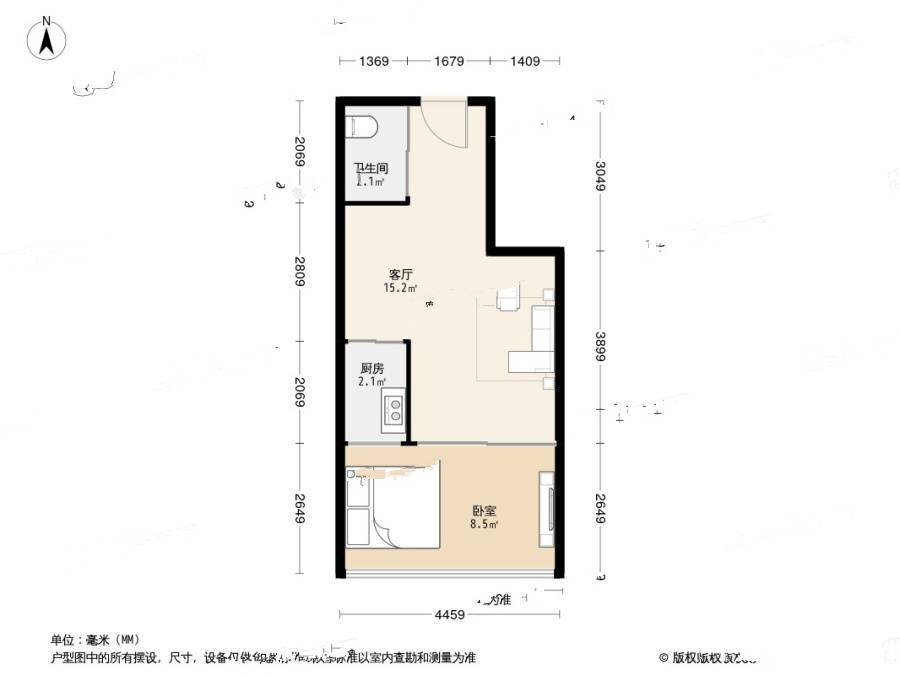 古城天下1室1厅1卫39.9㎡户型图