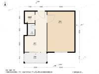 香周路1室1厅1卫34.4㎡户型图