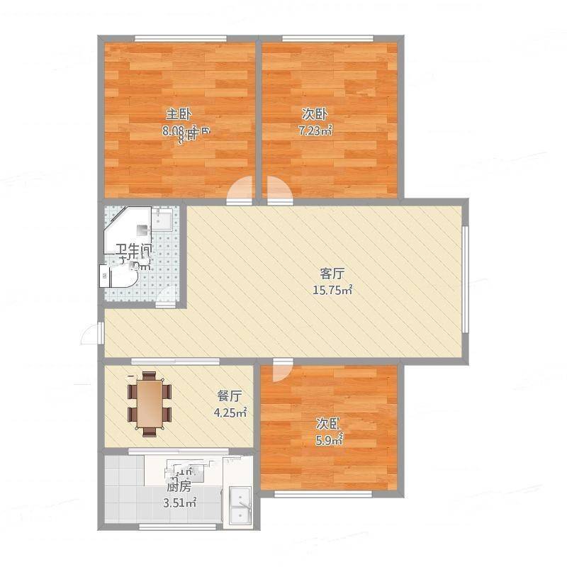 新新园3室0厅0卫65㎡户型图