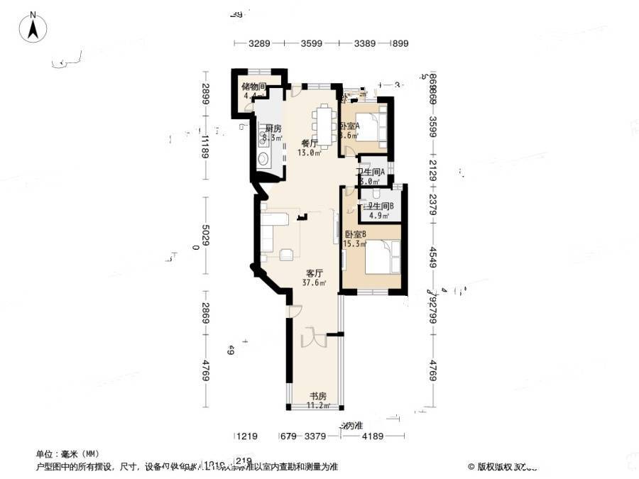 海御花园洋房3室1厅2卫185㎡户型图