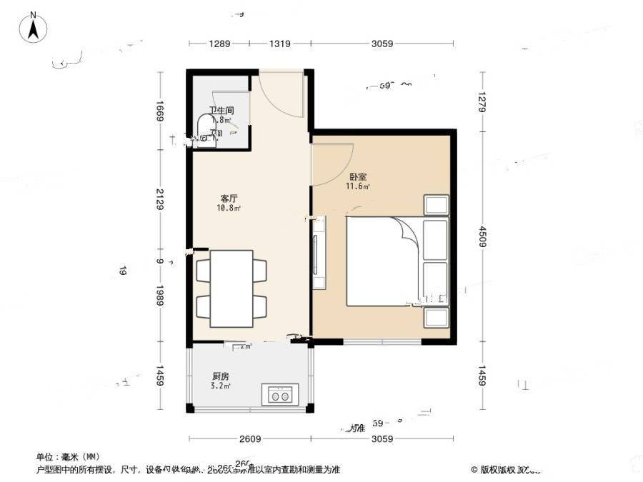 金州区光明小区1室1厅1卫40㎡户型图