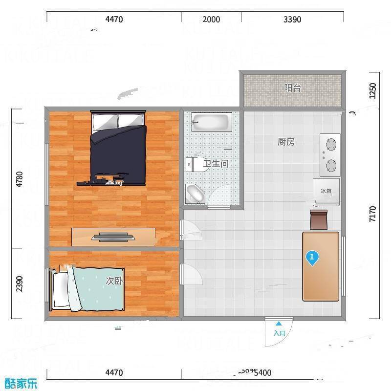 万达高层2室0厅0卫94㎡户型图