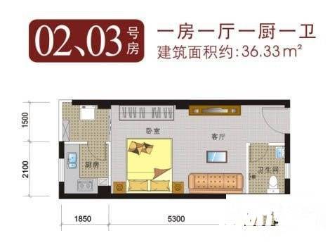 香缇假日1室0厅1卫37㎡户型图