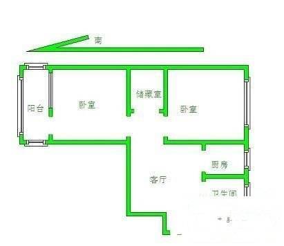 白水荡2室1厅1卫62㎡户型图
