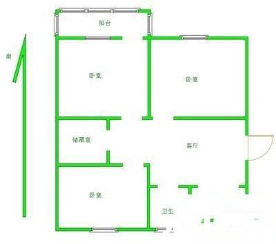 风华里3室1厅1卫99㎡户型图