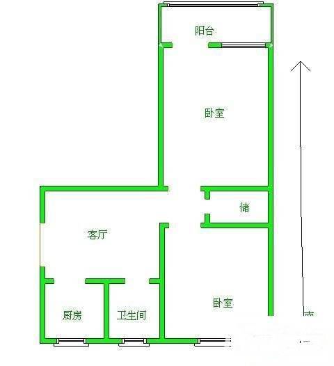 风华里2室2厅1卫61㎡户型图