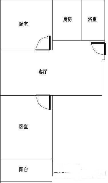 风华里2室1厅1卫66㎡户型图