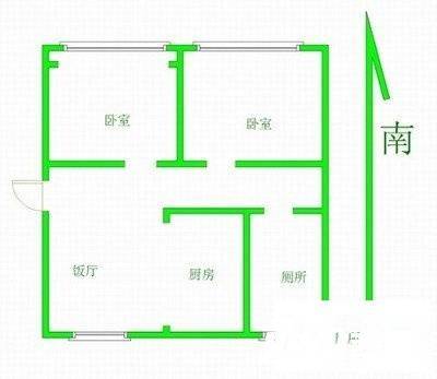 育才弄2室2厅1卫62㎡户型图