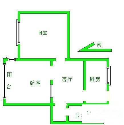 育才弄2室1厅1卫60㎡户型图