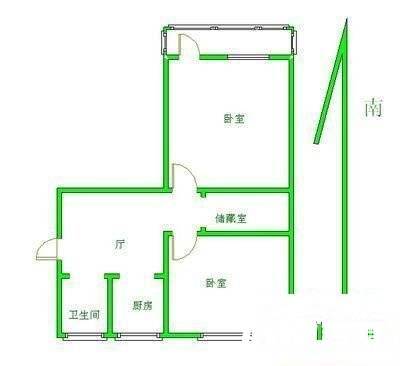 芦庄2室1厅1卫63㎡户型图