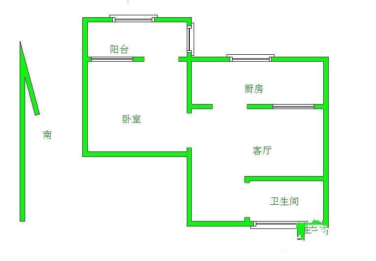 芦庄1室1厅1卫45㎡户型图