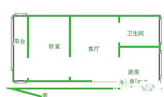 芦庄1室1厅1卫45㎡户型图